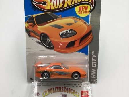 2013 Hot Wheels Fast and furious #5 Toyota Supra Orange with protector Card not perfect For Discount