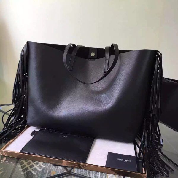 Yves Saint Laurent Black Large Shopping Bag With Fringed Online