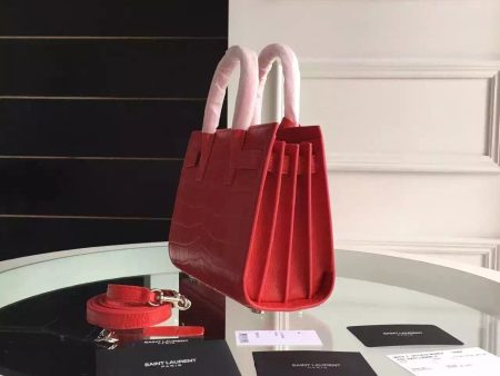 Yves Saint Laurent Nano Sac De Jour Croc Embossed Red Bag Online