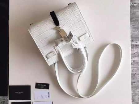 Yves Saint Laurent Nano Sac De Jour Croc Embossed White Bag For Cheap