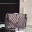 Yves Saint Laurent Large Monogram College Bag in Grey Goatskin Online