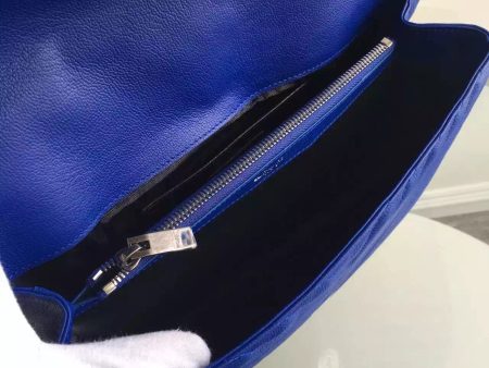 Yves Saint Laurent Large Monogram College Bag in Blue Goatskin Cheap