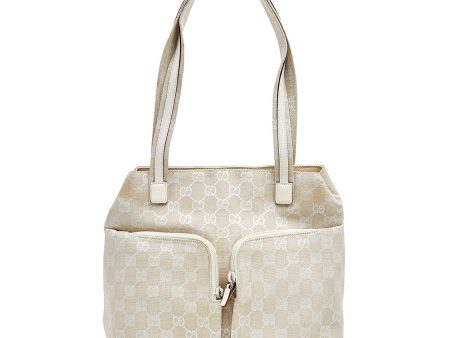 Gucci Off White GG Canvas and Leather Double Pocket Tote For Cheap