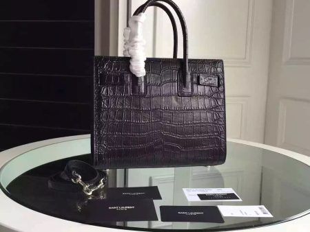 Yves Saint Laurent Baby Sac De Jour Croc Embossed Black Bag Online Sale