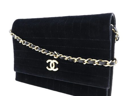 CHANEL Chain Shoulder Bag Mademoiselle Coco Mark Velor Black Gold Hardware Women s Sale