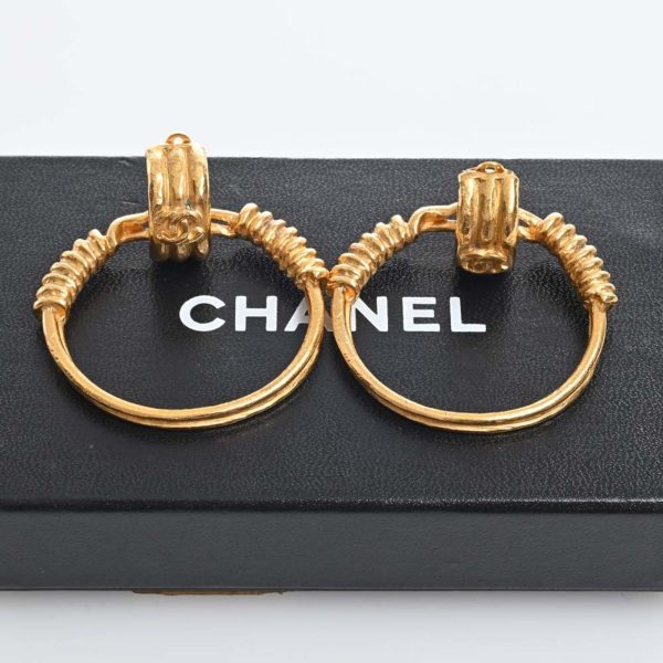 CHANEL Cocomark hoop earrings gold ladies Cheap