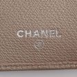 CHANEL Leather Coco Button Trifold Wallet Beige Ladies Cheap