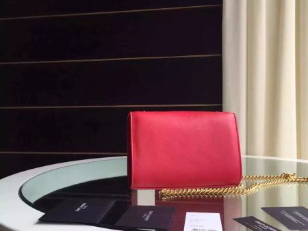 Yves Saint Laurent Small Monogram Satchel Bag In Red Leather Supply