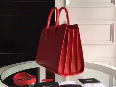 Yves Saint Laurent Small Sac De Jour Croc Embossed Red Bag Online Sale