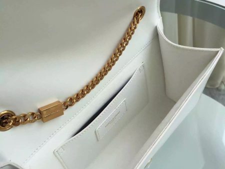 Yves Saint Laurent Medium Monogram Satchel In White Leather For Sale