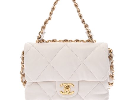 CHANEL 19 Chain Shoulder White Ladies Lambskin Handbag Online Hot Sale