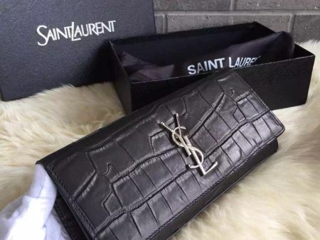 Yves Saint Laurent Crocodile Classic Monogramme Clutch on Sale