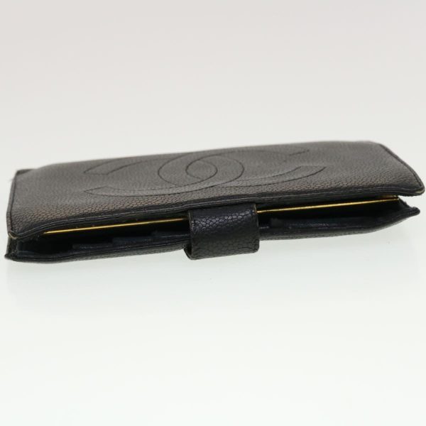 CHANEL Long Wallet Caviar Skin Black CC   ti1128 For Discount