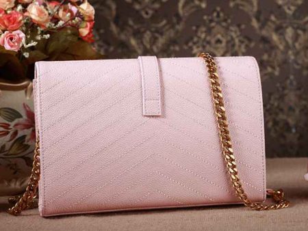 Yves Saint Laurent Small Monogramme Satchel Pink Grain Textured Matelasse Leather Fashion