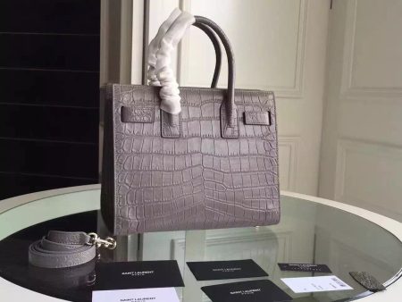 Yves Saint Laurent Baby Sac De Jour Croc Embossed Grey Bag Online