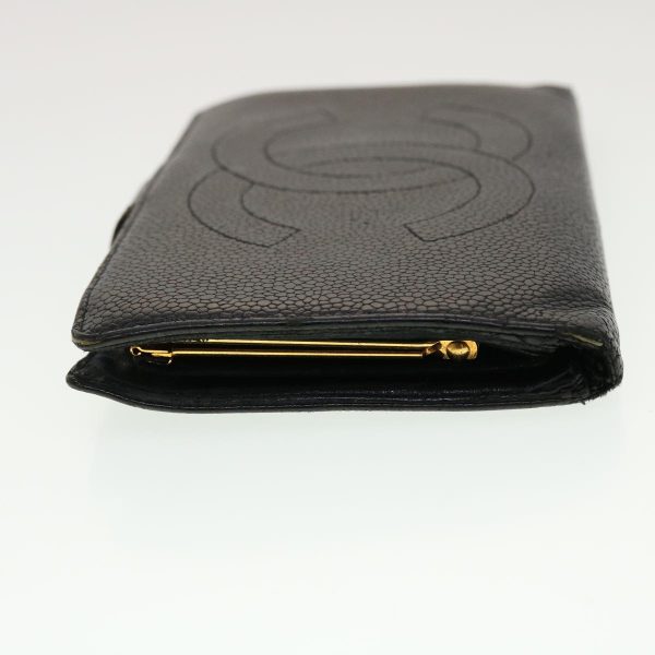 CHANEL Long Wallet Caviar Skin Black CC   ti1128 For Discount