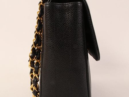 CHANEL Around 1995 Made Caviar Skin Mademoiselle Stitch Turn-Lock Chain Bag Black Hot on Sale