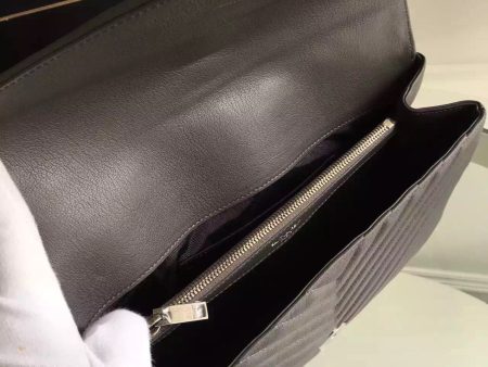 Yves Saint Laurent Large Monogram College Bag in Anthracite Goatskin For Cheap