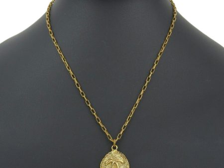 CHANEL Cocomark Necklace Pendant Vintage Gold Plated Ladies Supply