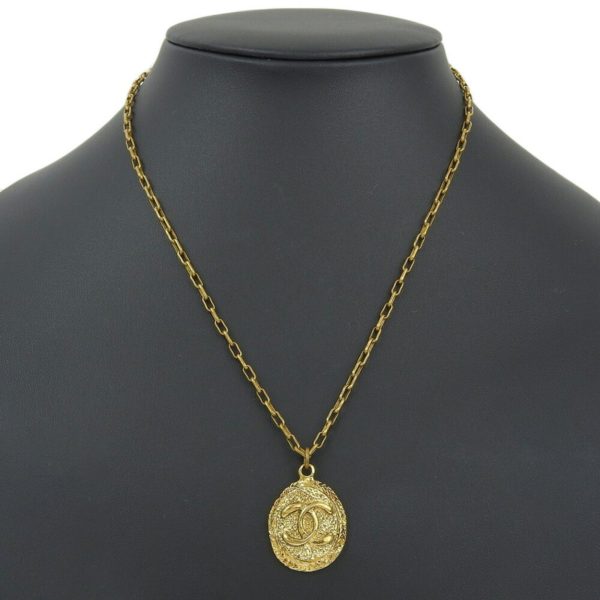 CHANEL Cocomark Necklace Pendant Vintage Gold Plated Ladies Supply