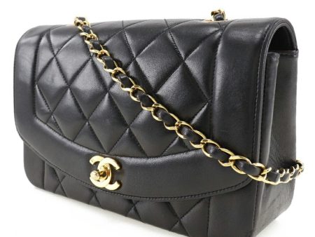 CHANEL Chain Shoulder Bag Coco Mark Diana Matelasse Lambskin Black Ladies Hot on Sale