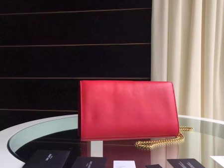 Yves Saint Laurent Medium Monogram Satchel In Red Leather For Cheap