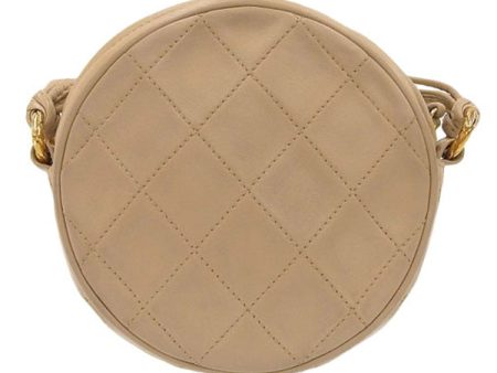 CHANEL Around 1990 Made Round Cc Mark Stitch Tassel Shoulder Bag Beige For Discount