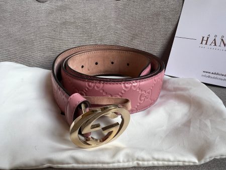 Gucci Pink Guccissima Wide Belt Supply